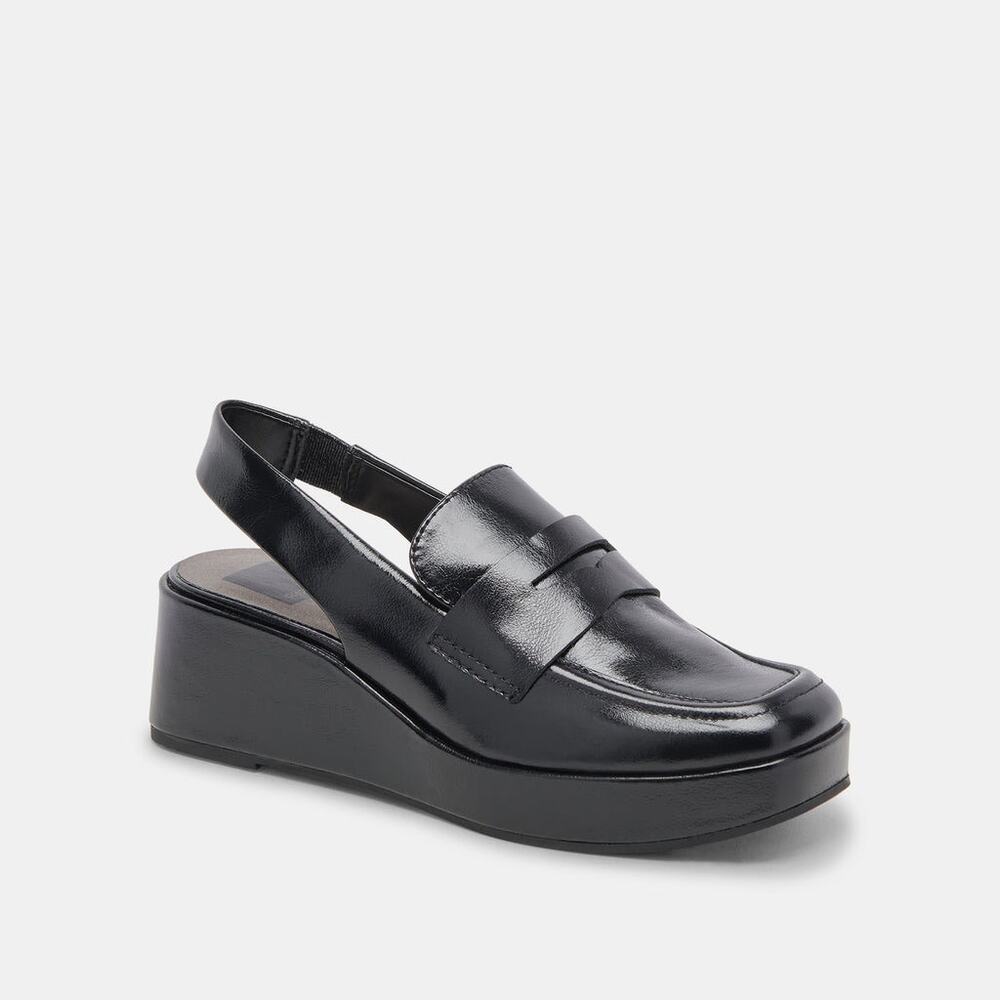 Dolce Vita Nada Black Crinkle Patent Loafer 9